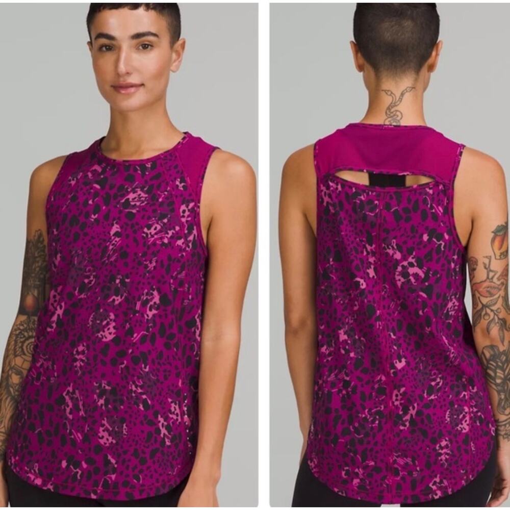 Lululemon Sculpt Tank Top Cheetah Camo Magenta Purple Size 6